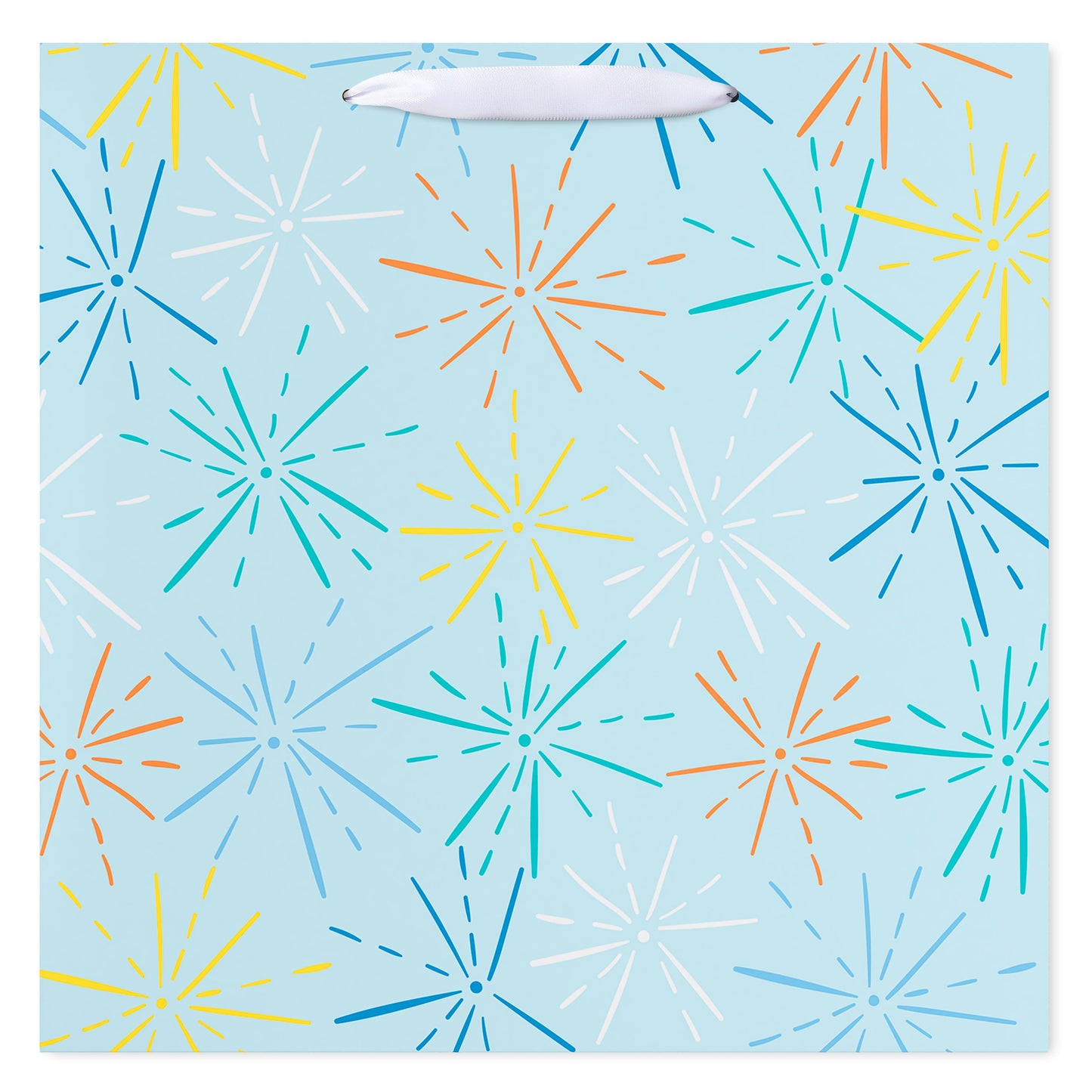American Greetings Light Blue Starbursts Jumbo Square Gift Bag