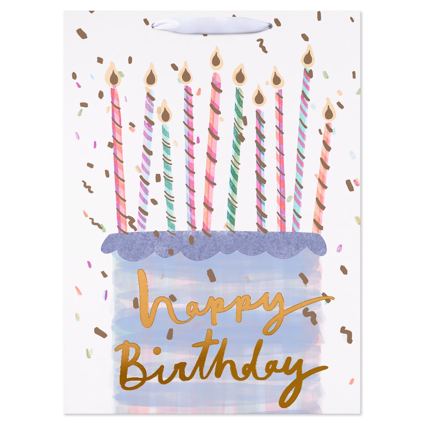 American Greetings Cake & Candles Jumbo White Birthday Gift Bag for Her