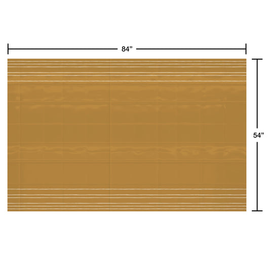 American Greetings Gold with White Stripes Plastic Table Cover