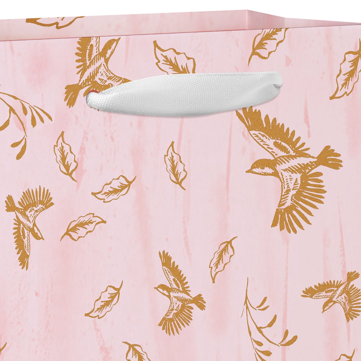 American Greetings Gold Birds Light Pink Everyday Small Gift Bag