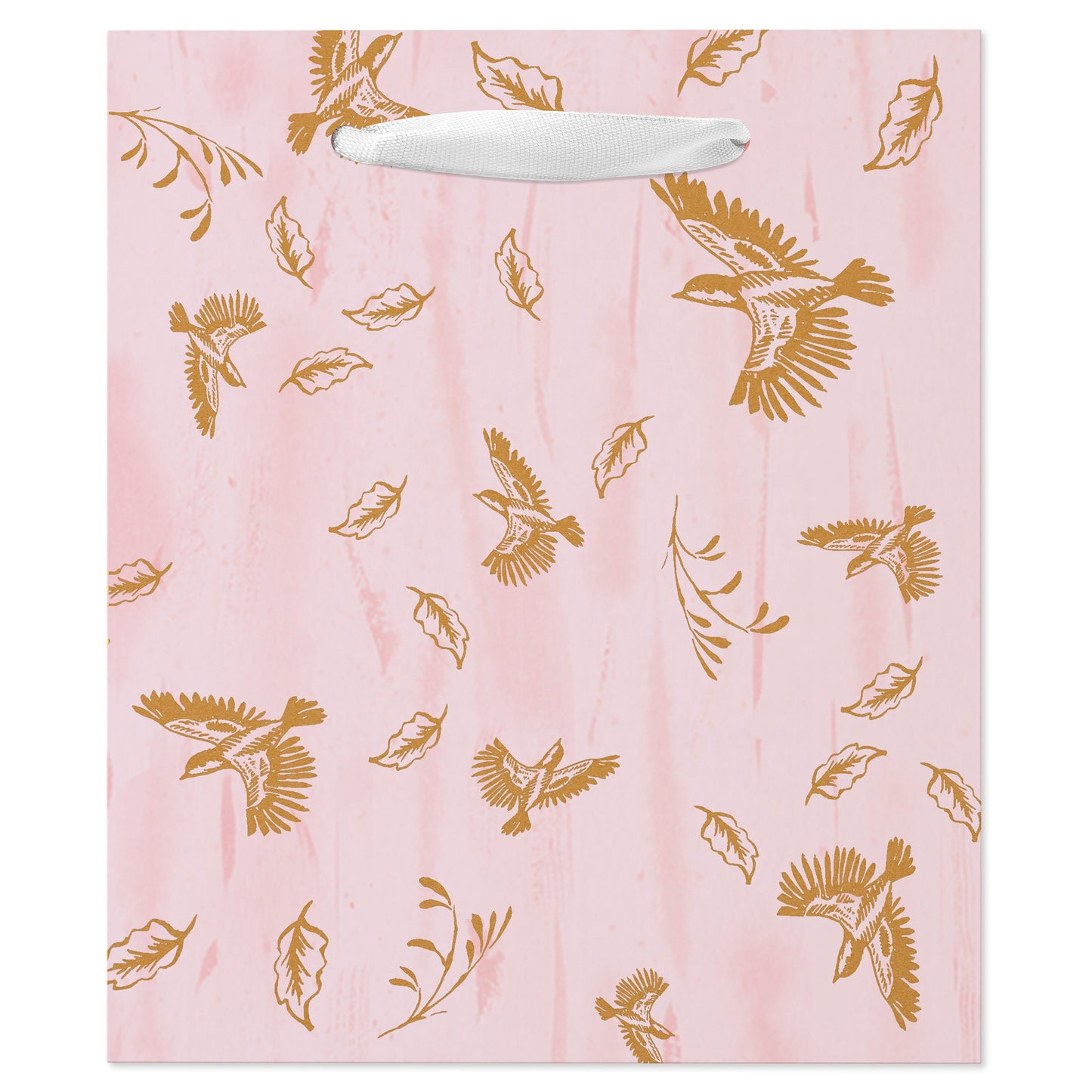 American Greetings Gold Birds Light Pink Everyday Small Gift Bag