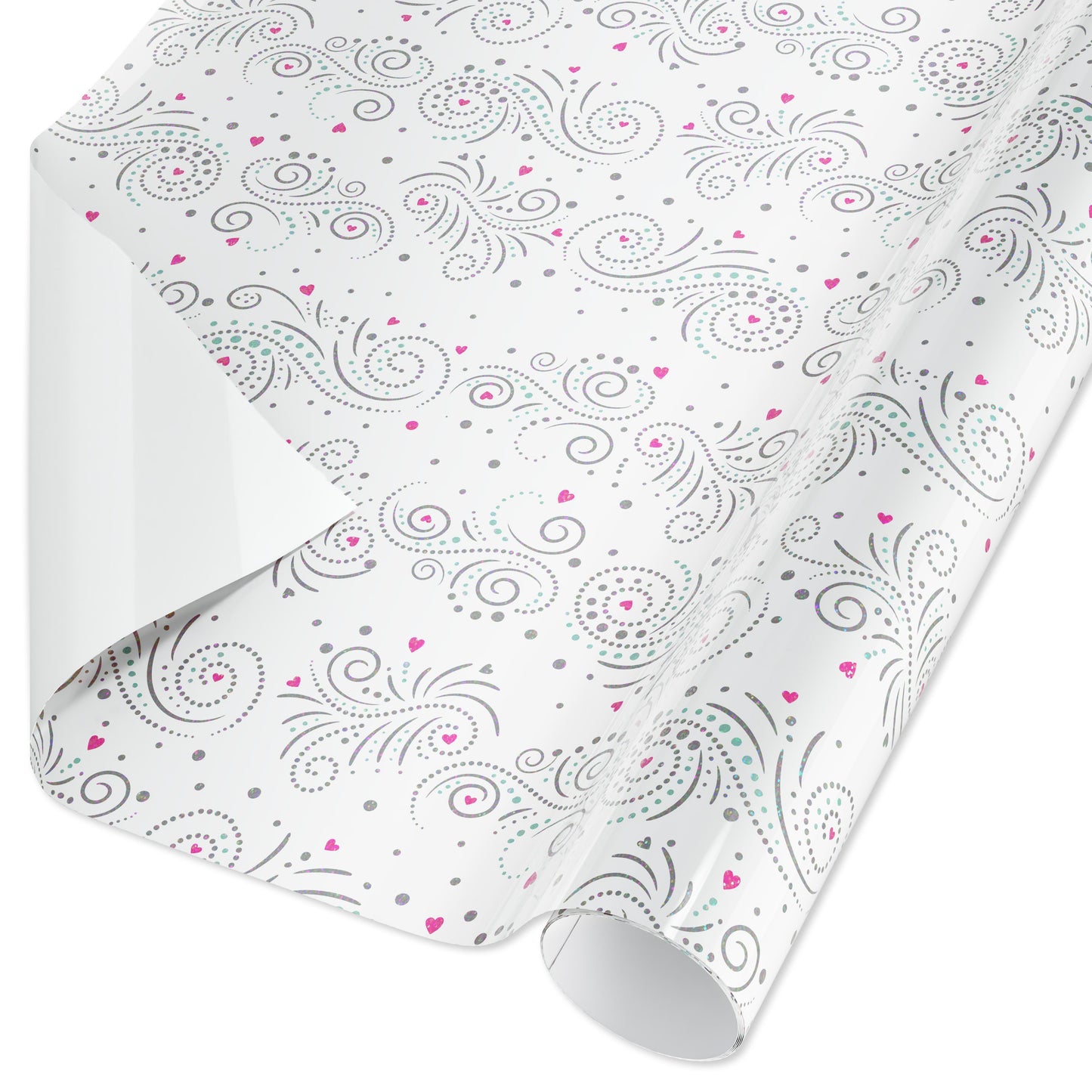American Greetings Hearts and Swirls Wedding Wrapping Paper, 15 sq. ft.