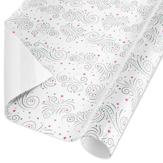 American Greetings Hearts and Swirls Wedding Wrapping Paper, 15 sq. ft.