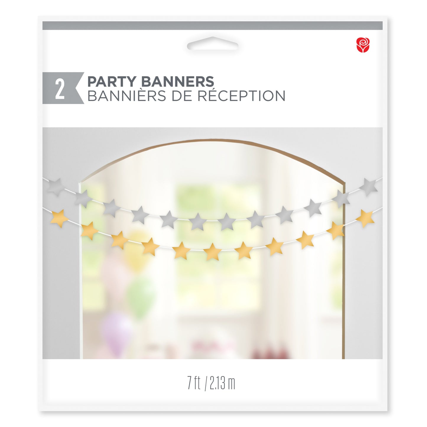 American Greetings Gray & Orange Stars Party Banner Decoration, 2 ct