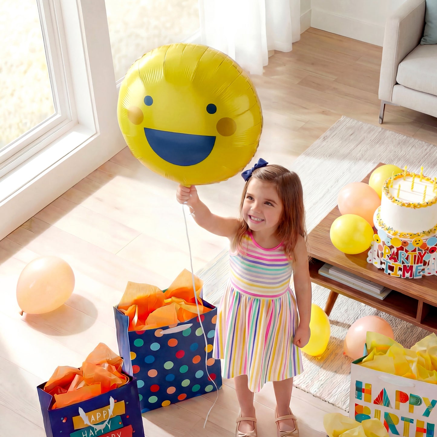 American Greetings Smiley Face Uninflated Foil Balloon with Inflation Straw