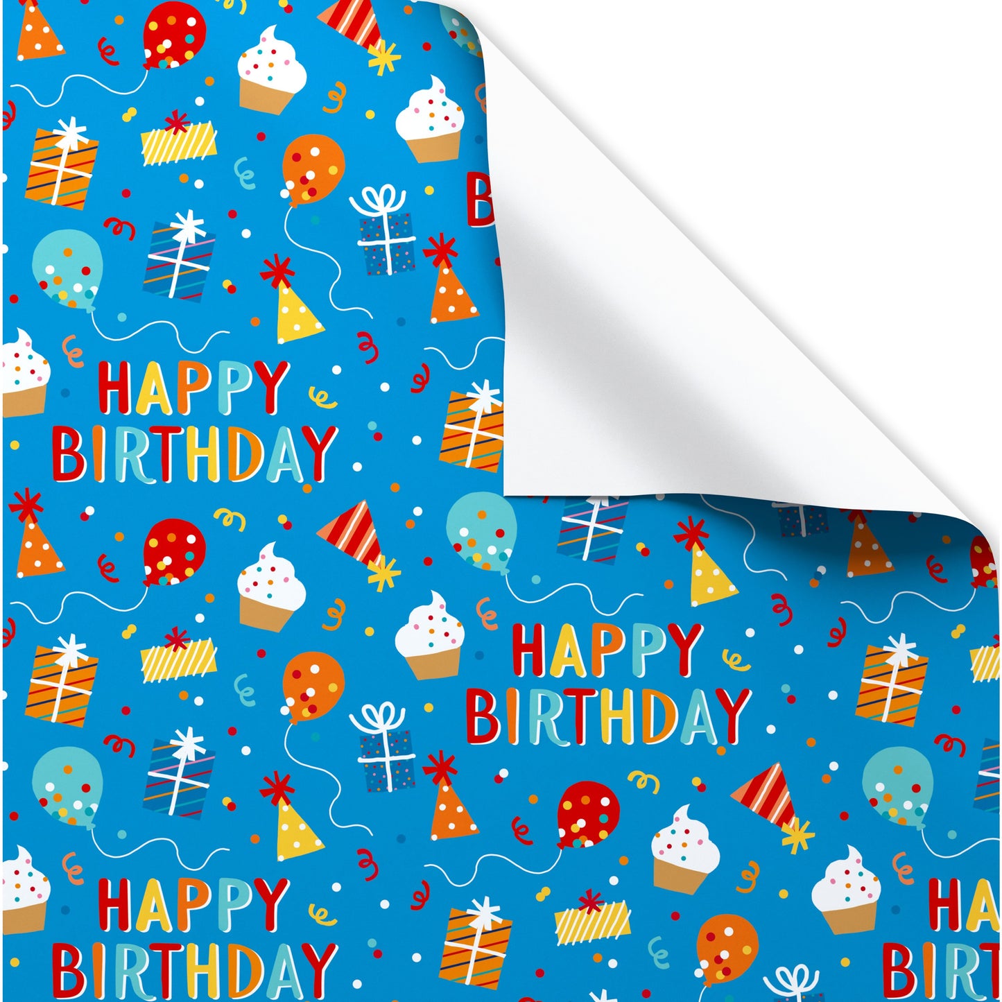 American Greetings Birthday Celebration Blue Wrapping Paper, 20 sq. ft.