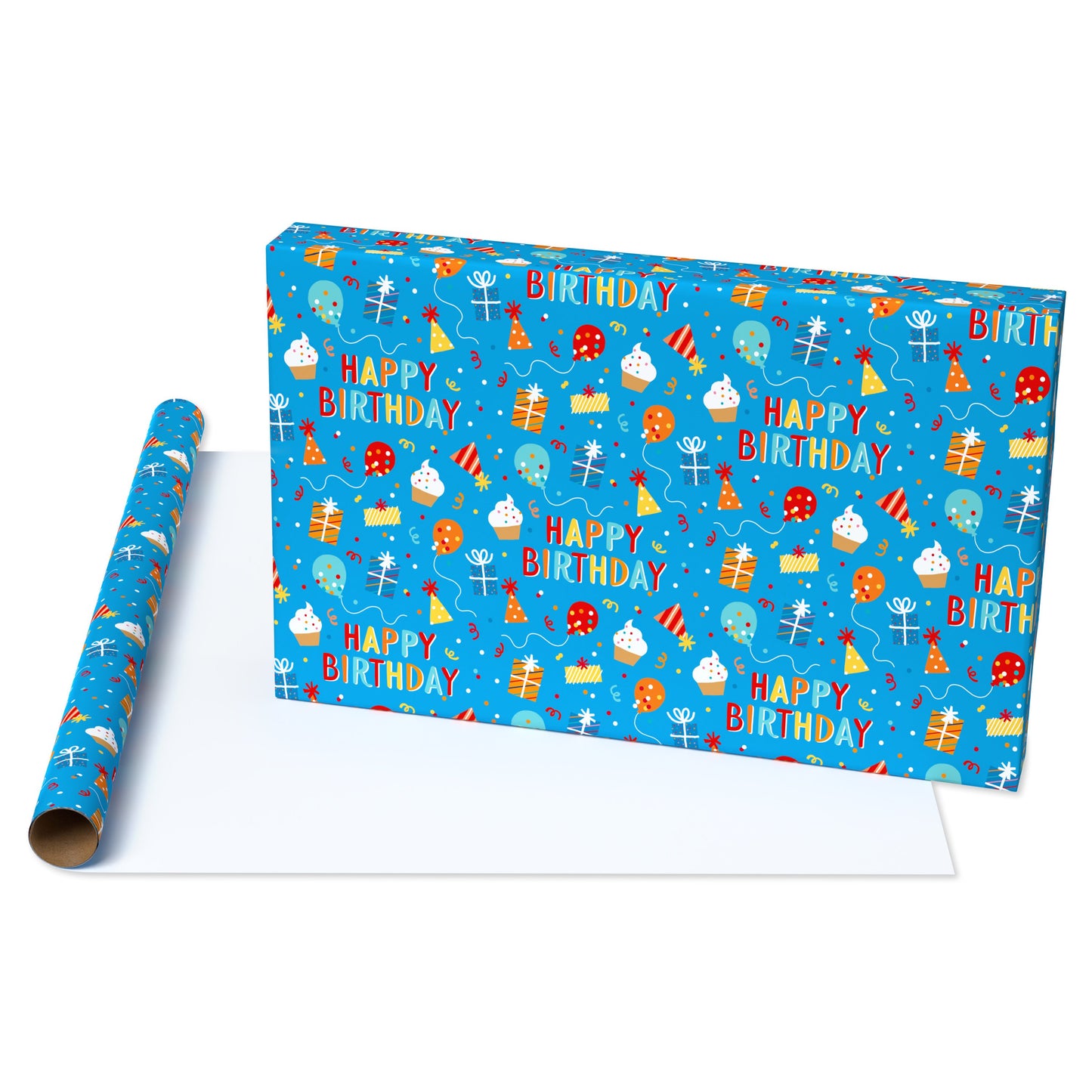 American Greetings Birthday Celebration Blue Wrapping Paper, 20 sq. ft.