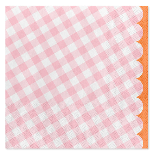 American Greetings Pink Gingham Lunch Napkins
