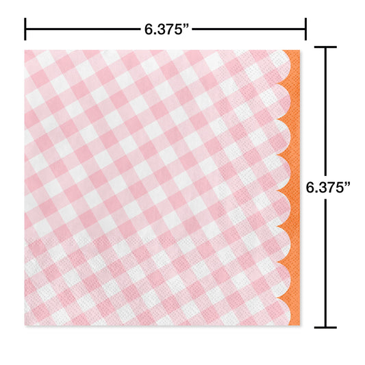 American Greetings Pink Gingham Lunch Napkins