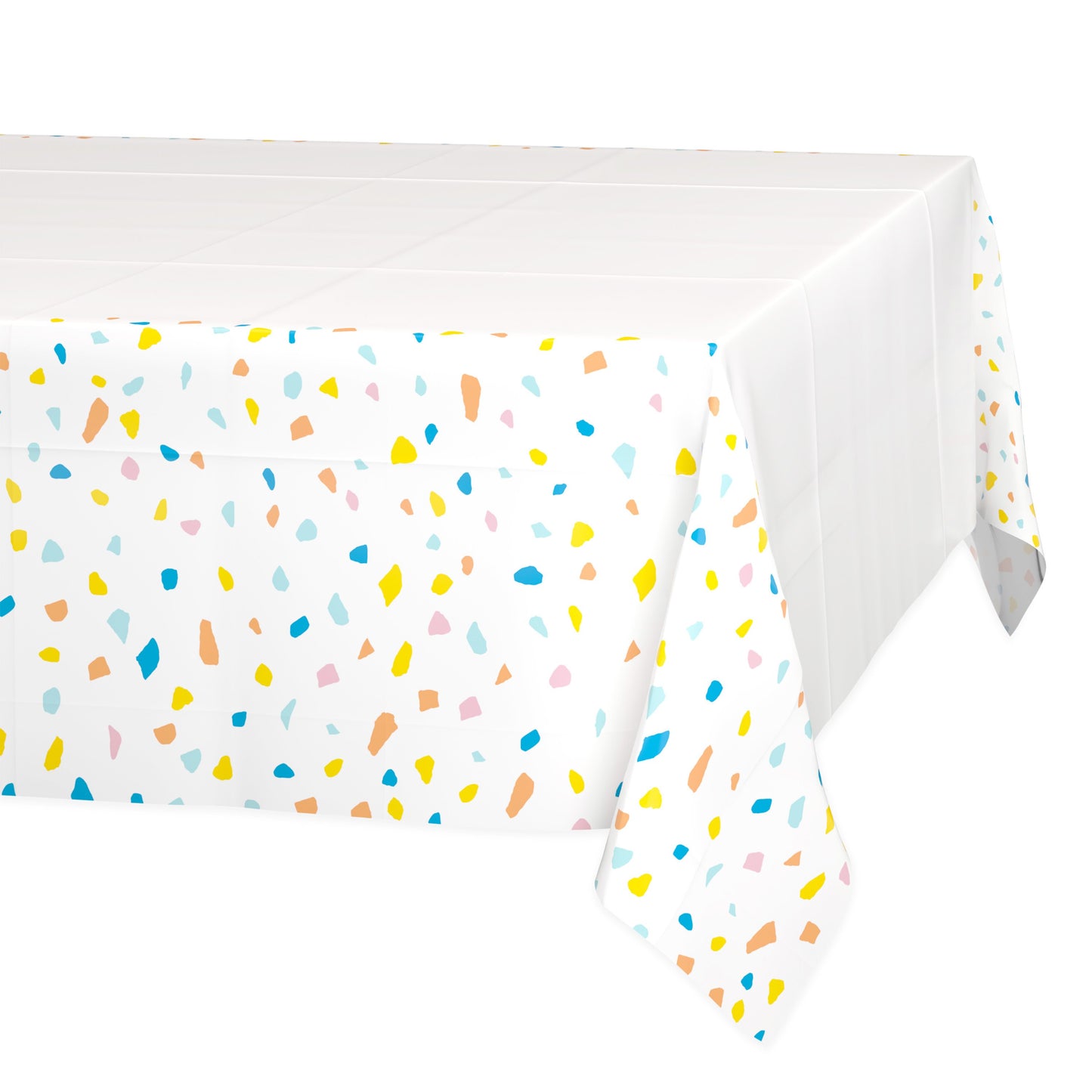 American Greetings White with Colorful Confetti Border Plastic Table Cover
