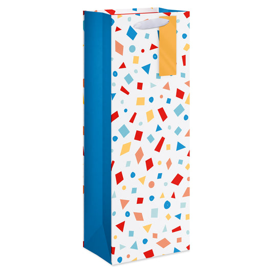 American Greetings  Multi-color Confetti White Beverage Gift Bag with Hang Tag