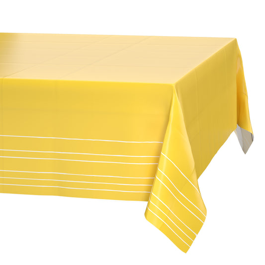 American Greetings Yellow with White Striped Plastic Table Cover