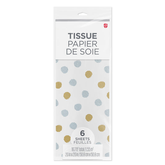American Greetings Gold & Silver Dots White Tissue Paper Pack, 6 ct