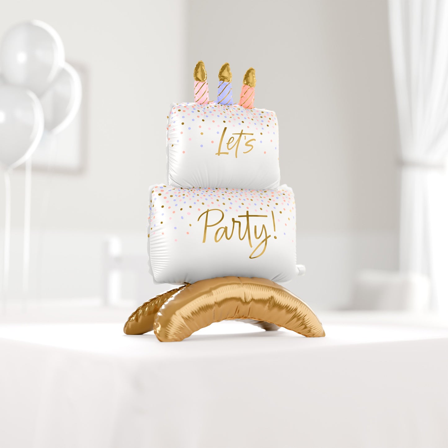 American Greetings Two-Tier Cake Uninflated Foil Balloon with Inflation Straw