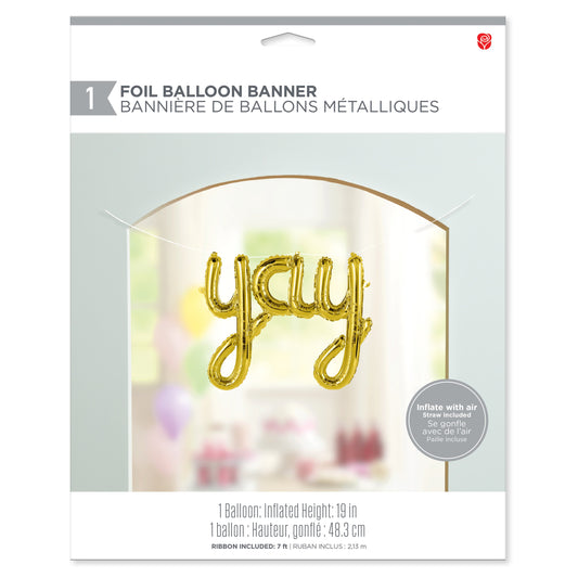 American Greetings Gold 'YAY' Foil Uninflated Balloon Banner