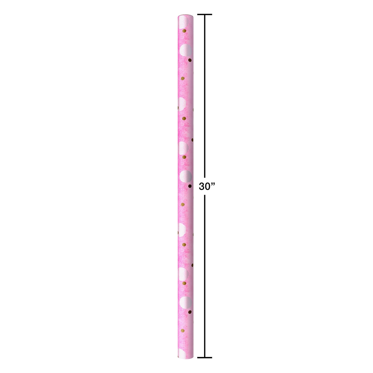 American Greetings Gold & Pink Polka Dots Wrapping Paper, 20 sq. ft.