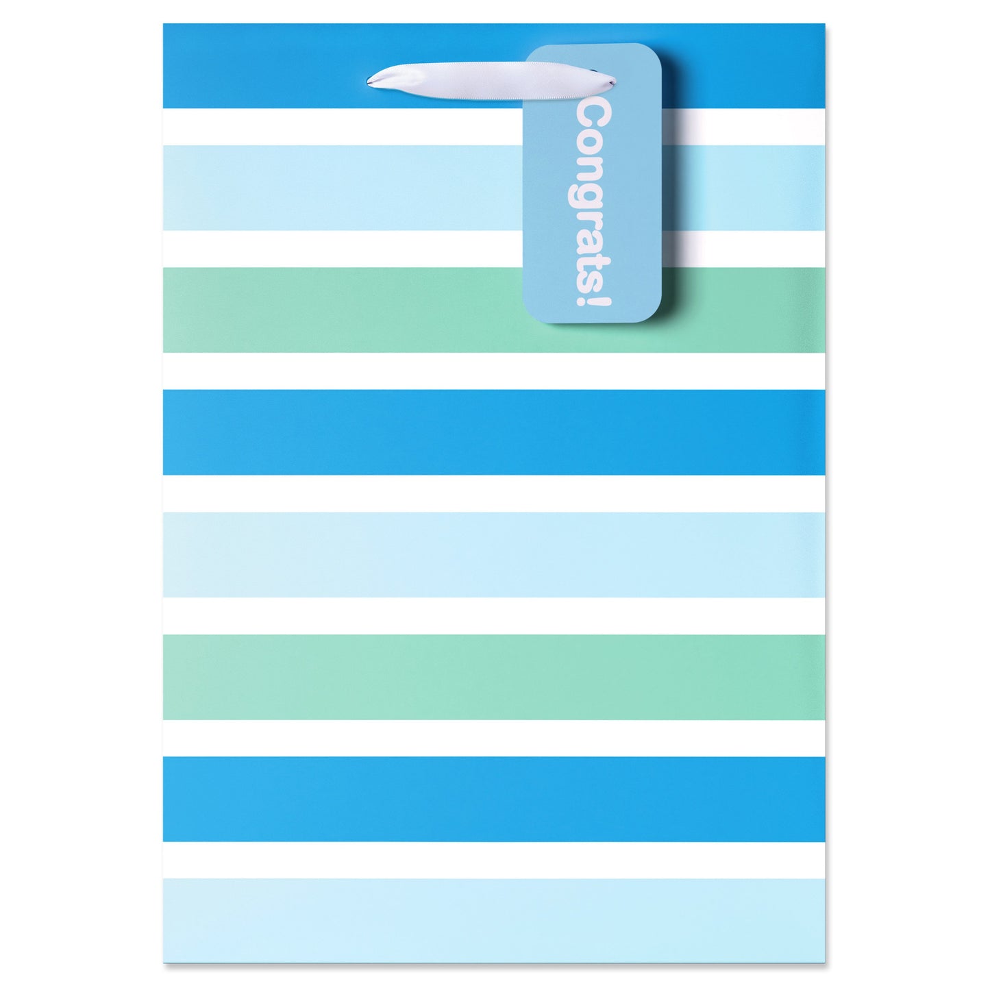 American Greetings Blue Stripes Baby Shower Medium Gift Bag with Hang Tag
