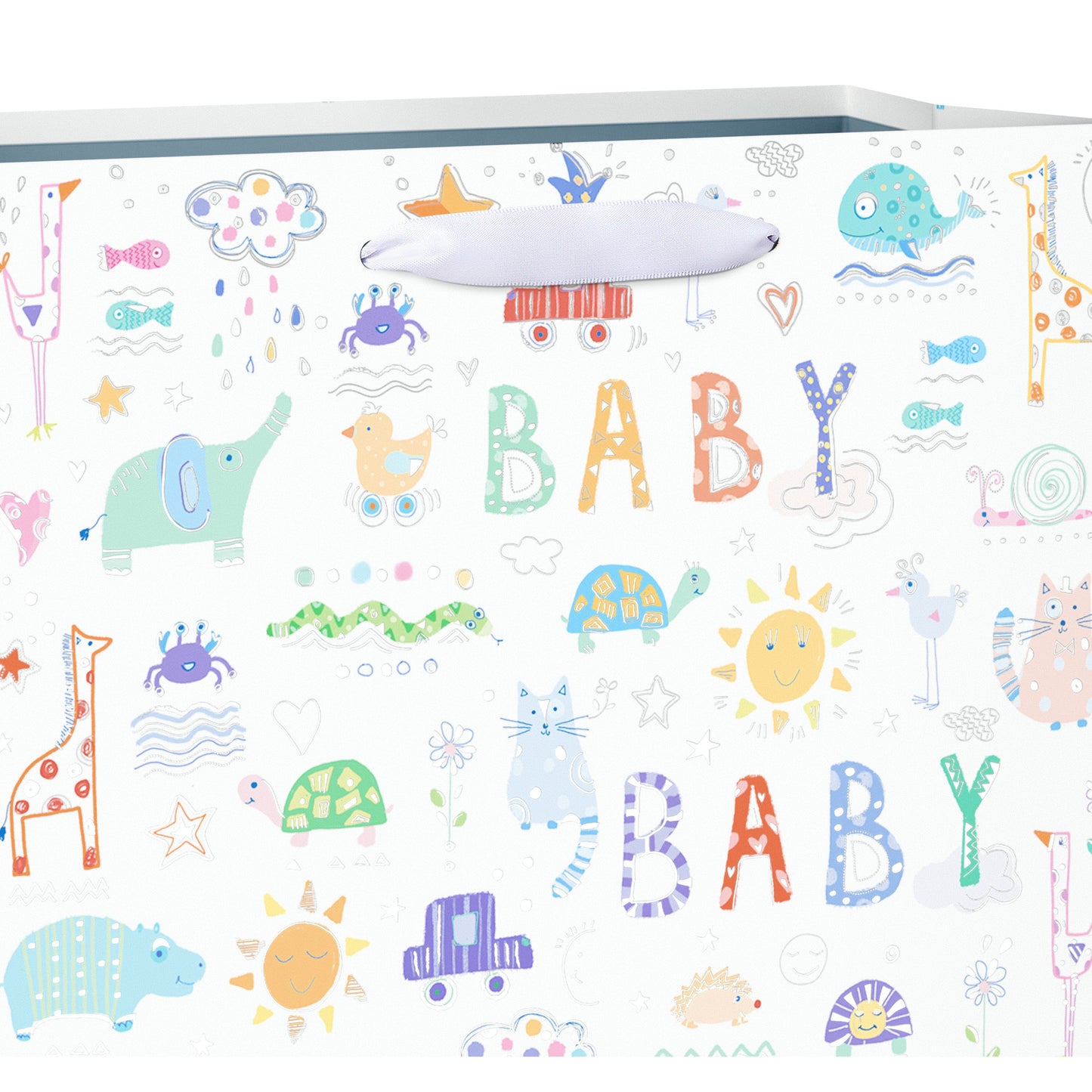 American Greetings  Zoo Animals Large White Baby Shower Gift Bag