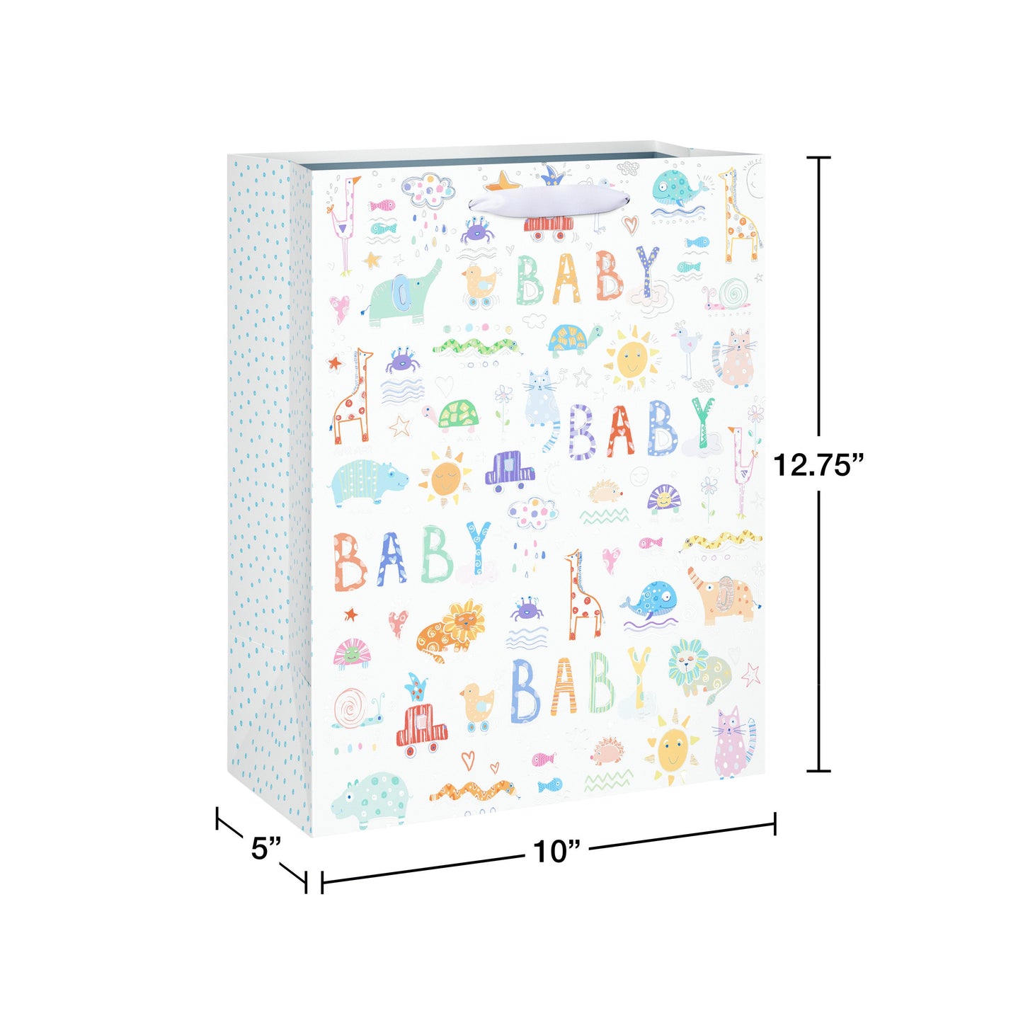 American Greetings  Zoo Animals Large White Baby Shower Gift Bag