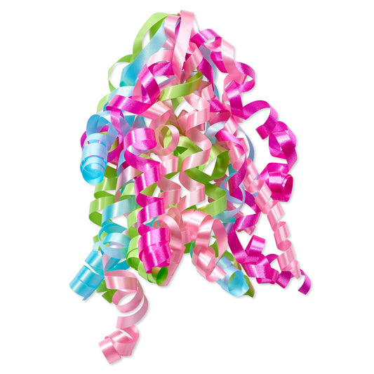 American Greetings Pink, Aqua, Lime Green Curly Gift Bow