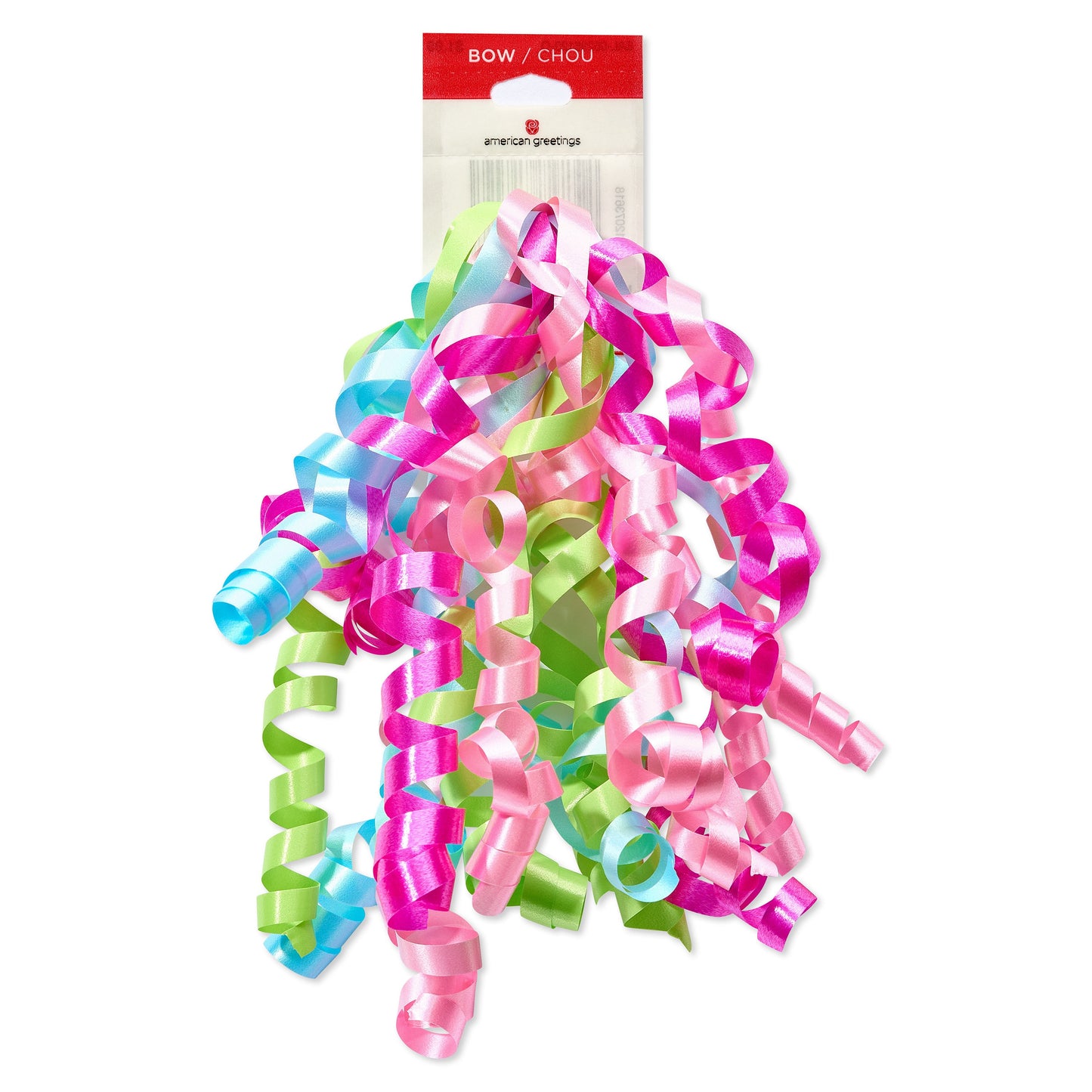 American Greetings Pink, Aqua, Lime Green Curly Gift Bow