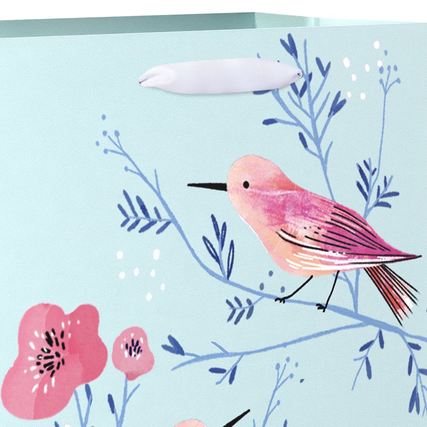 American Greetings Pink Birds On Teal  Medium Gift Bag