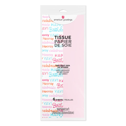 American Greetings Flamingo Pink & Birthday Tissue Paper, 6 ct