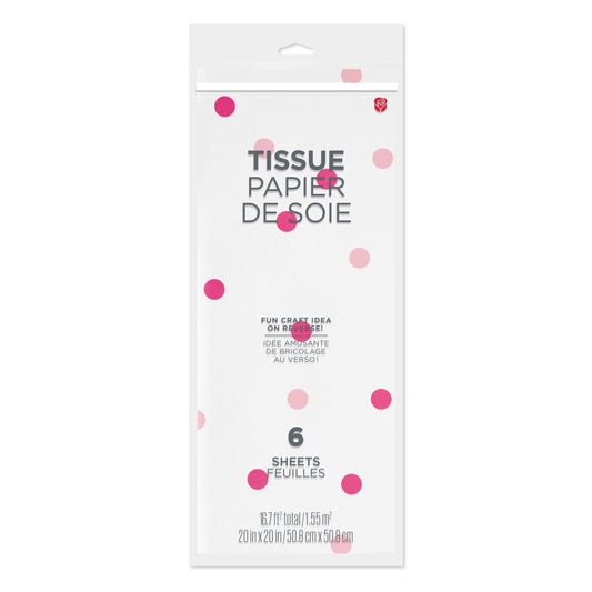 American Greetings Pink Dots on White Gift Tissue Paper, 6 ct