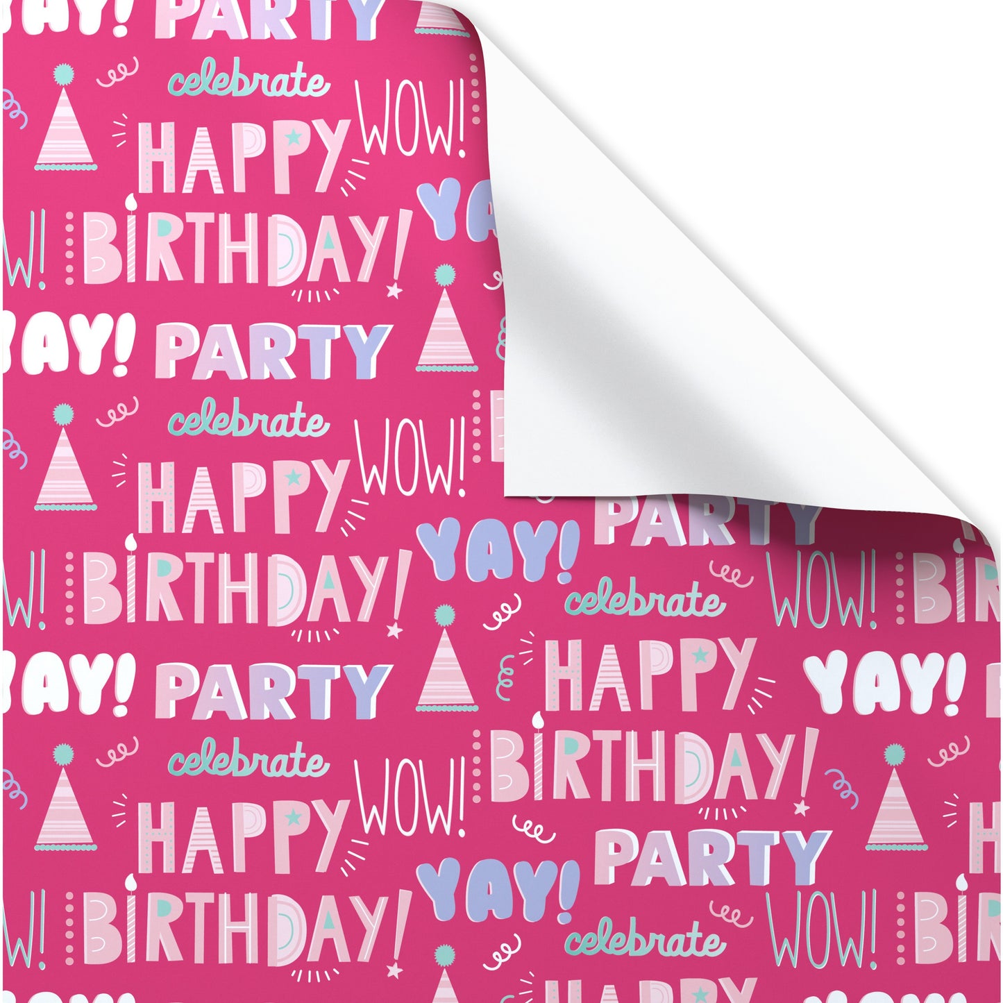 American Greetings Pink Birthday Wrapping Paper, 40 sq. ft.