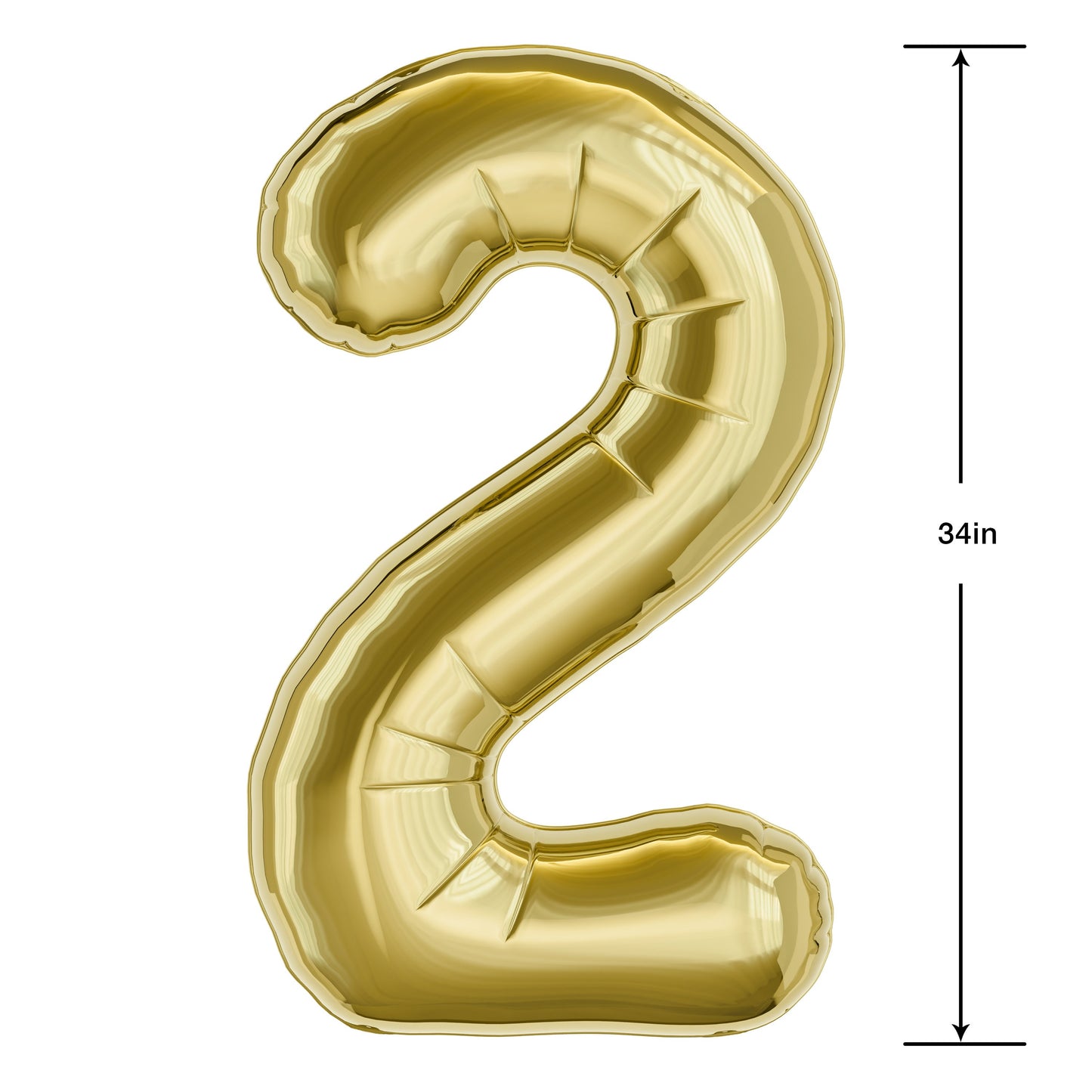 American Greetings Number 2 Large Gold Foil Uninflated Balloon
