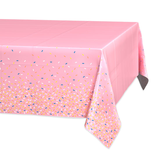 American Greetings Pink with Colorful Sprinkle Plastic Table Cover
