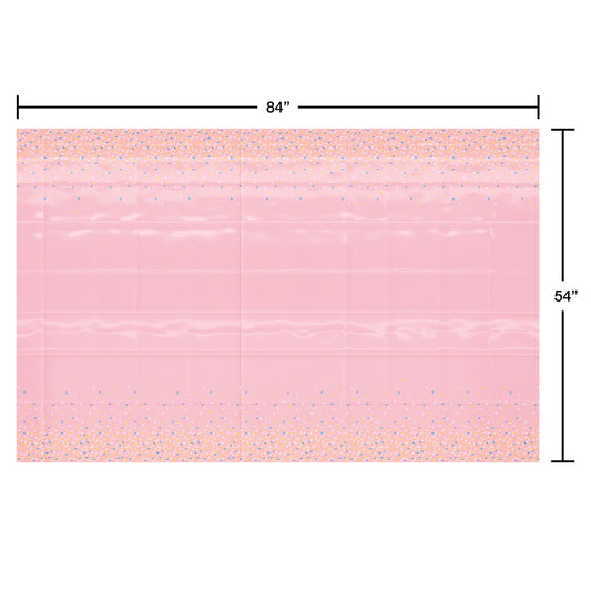 American Greetings Pink with Colorful Sprinkle Plastic Table Cover