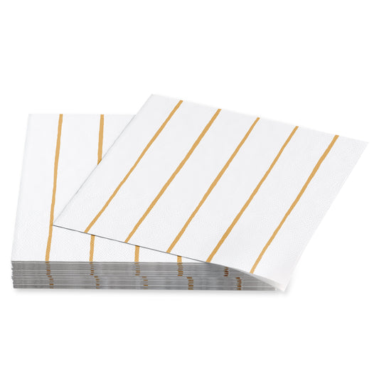 American Greetings Gold Stripes Lunch Napkins
