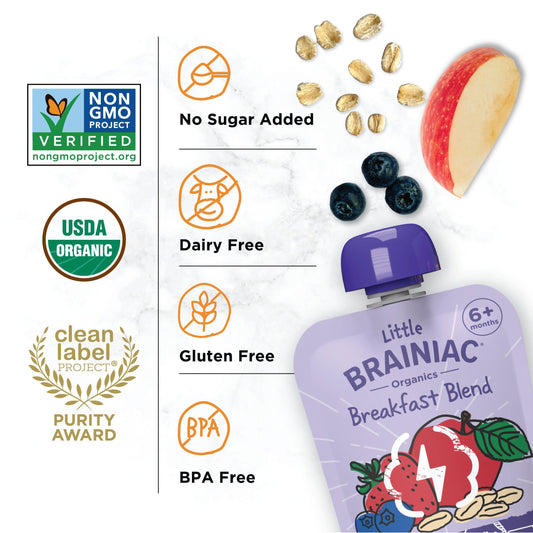 Little Brainiac Oragnics Breakfast Blend Pouch - Berry Apple Oat