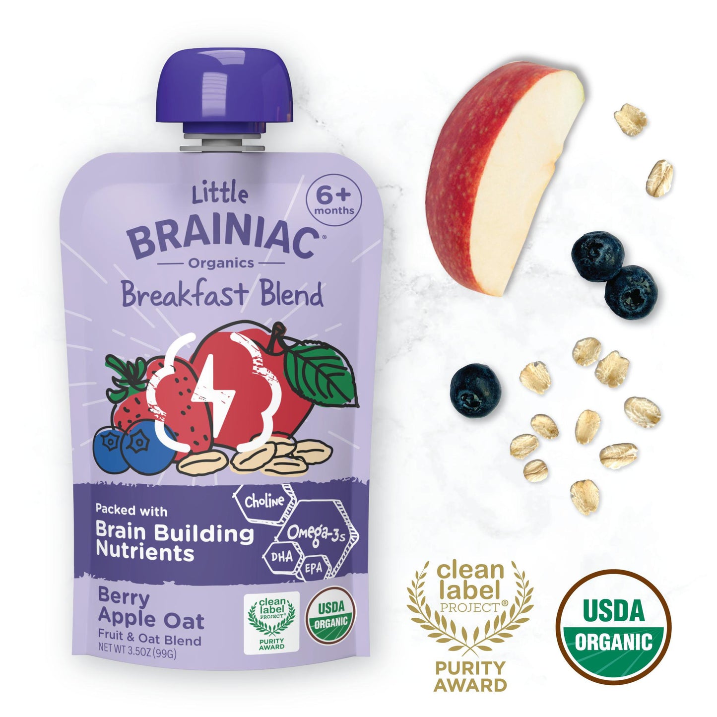 Little Brainiac Oragnics Breakfast Blend Pouch - Berry Apple Oat