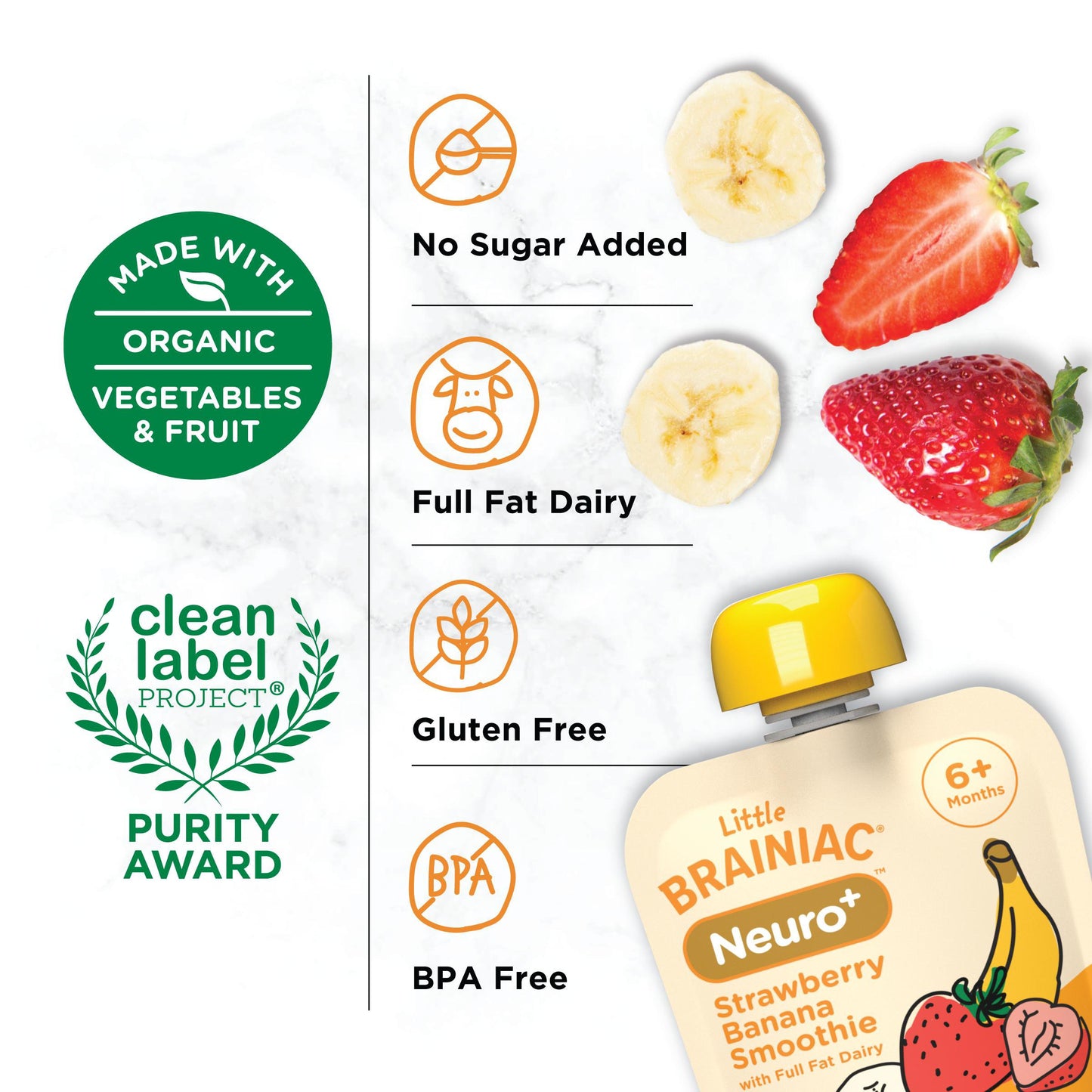 Little Brainiac Neuro+ Baby Smoothie Pouch - Strawberry Banana Smoothie