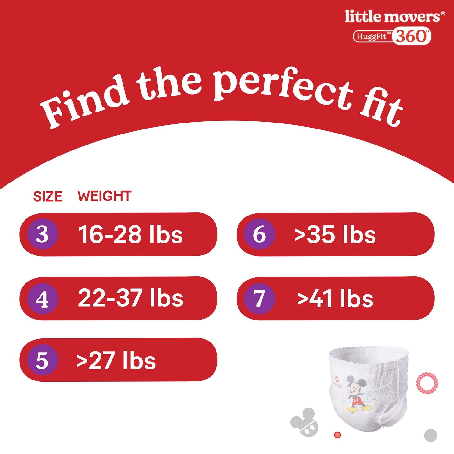 Huggies Little Movers HuggFit 360° Baby Diapers with 360° Waistband, Size 5 (27+ lbs)