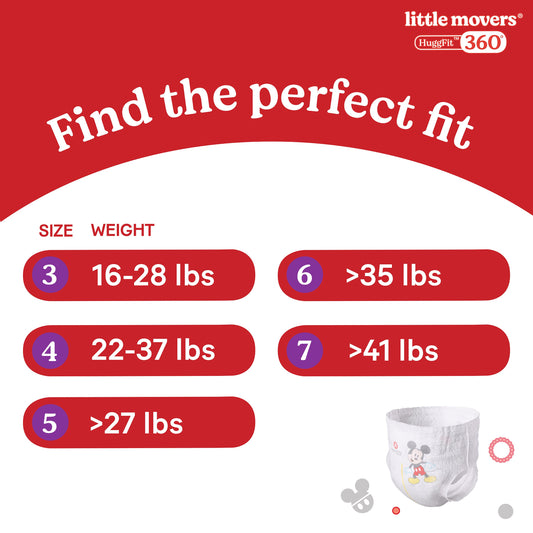 Huggies Little Movers HuggFit 360° Baby Diapers with 360° Waistband, Size 5 (27+ lbs)