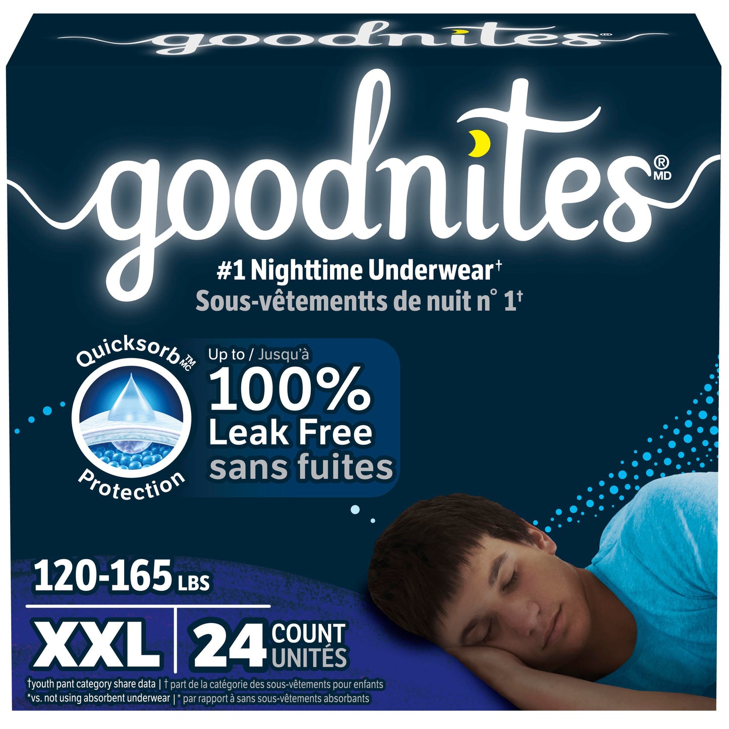 Goodnites Boys' Nighttime Bedwetting Underwear - XXL (120-165 lbs)