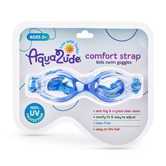 Aqua2ude Comfort Fabric Strap Kids Swim Goggle - Blue
