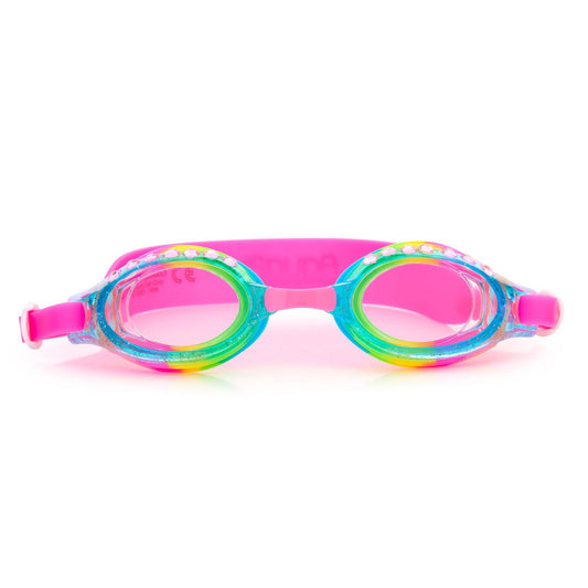 Aqua2ude Glitter Rhinestone Kids Swim Goggle - Pink Yellow & Blue