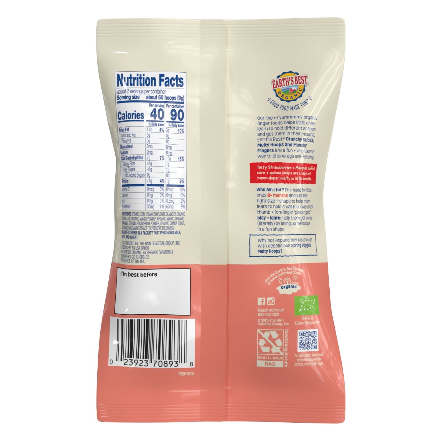 Earth's Best Organic Melty Hoops - Strawberry & Mangoes