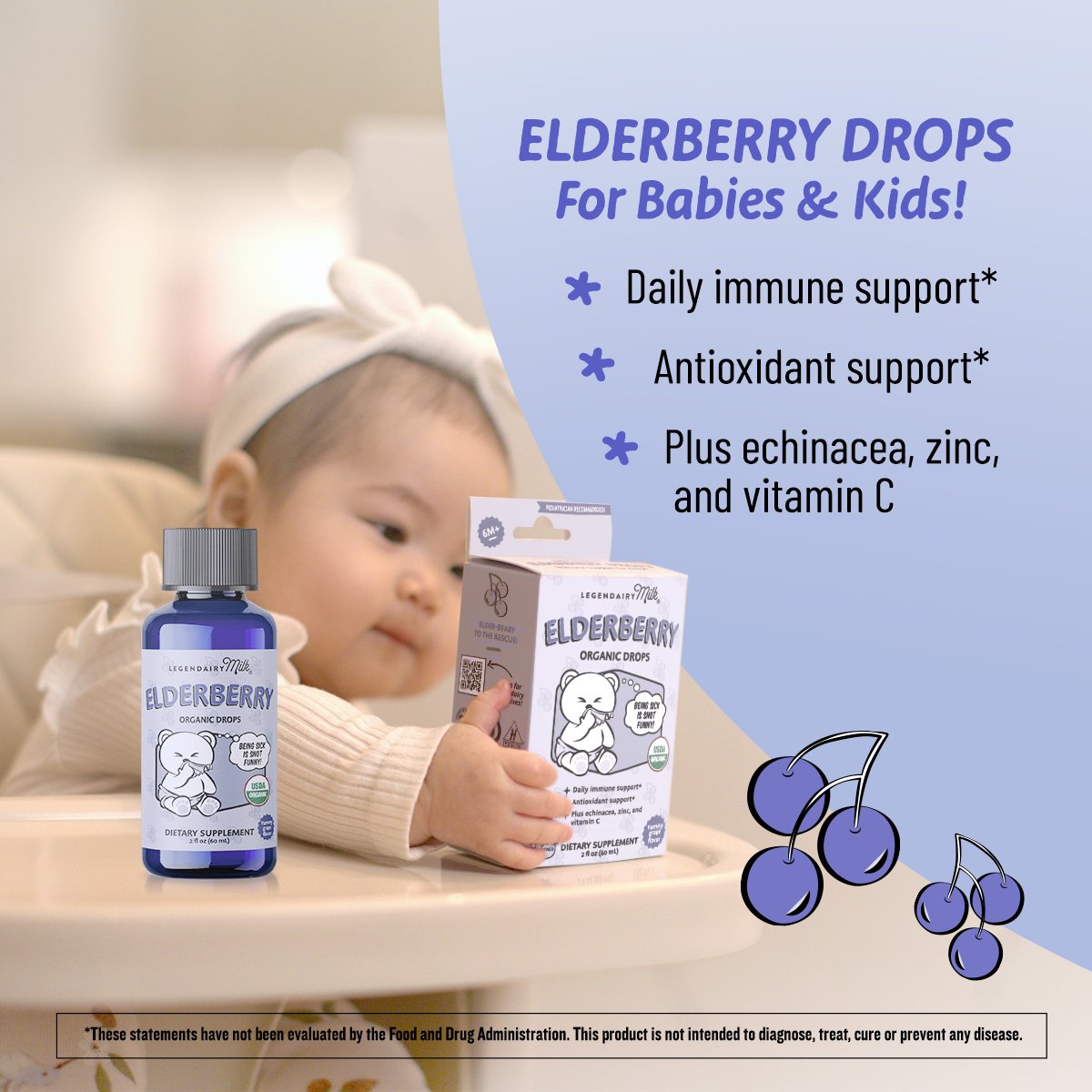Legendairy Milk Elderberry Organic Drops - Grape