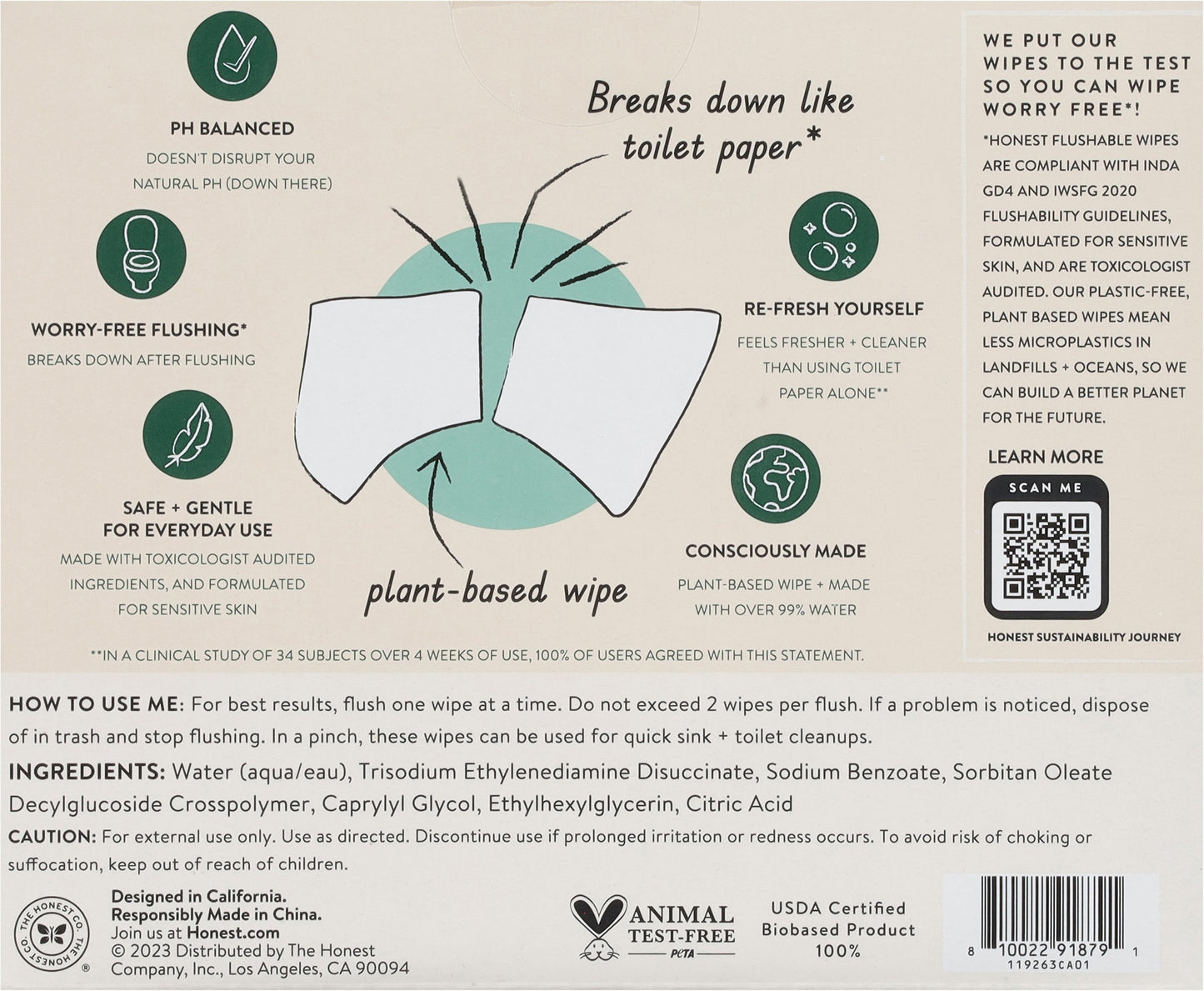 The Honest Company Flushable Plant Based Wipes