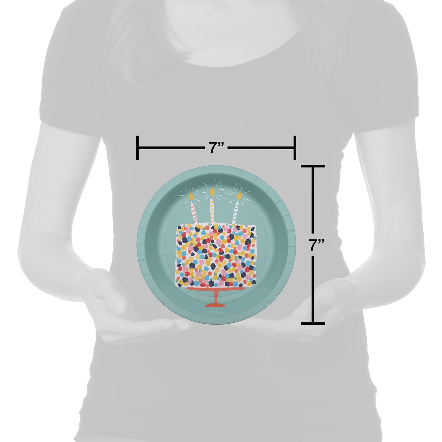 American Greetings Birthday Cake on Green 7" Paper Plates