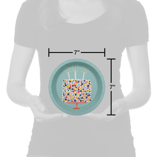 American Greetings Birthday Cake on Green 7" Paper Plates