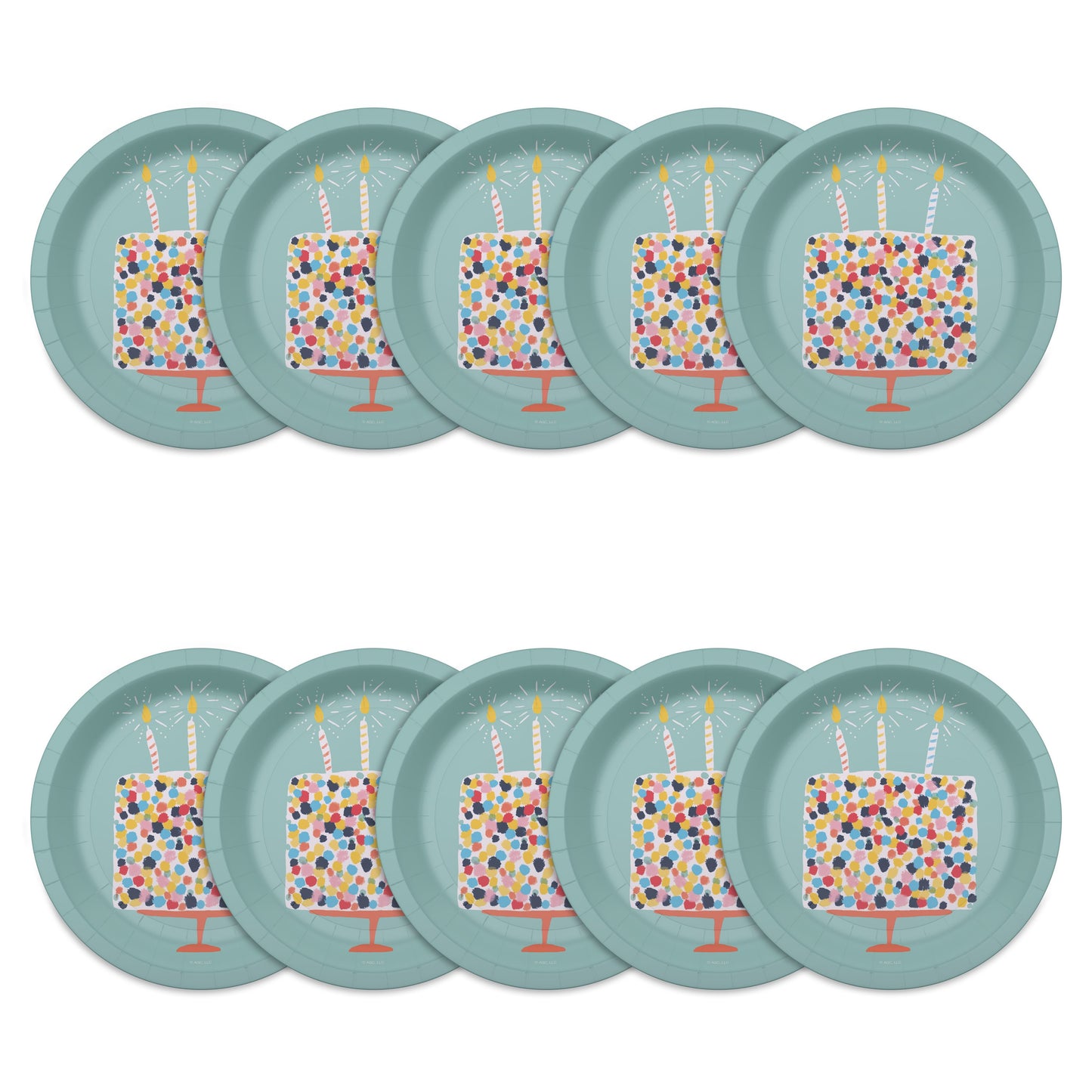 American Greetings Birthday Cake on Green 7" Paper Plates