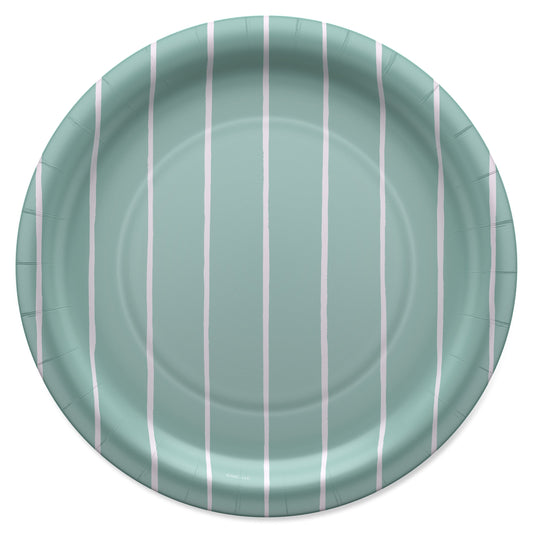 American Greetings Stripes on Green 9" Paper Plates