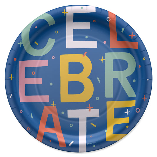American Greetings Celebrate on Blue 9" Paper Plates