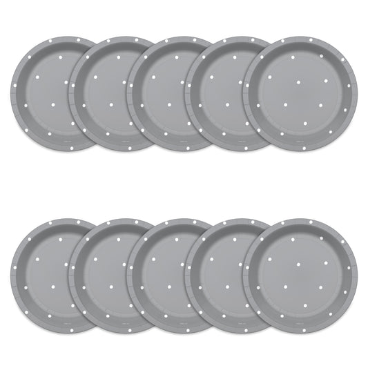 American Greetings Polka Dots on Silver 7" Paper Plates
